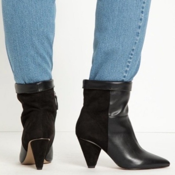 NIB Eloquii Kase Mixed Media Faux Leather/Faux Suede Booties Black - Picture 2 of 7